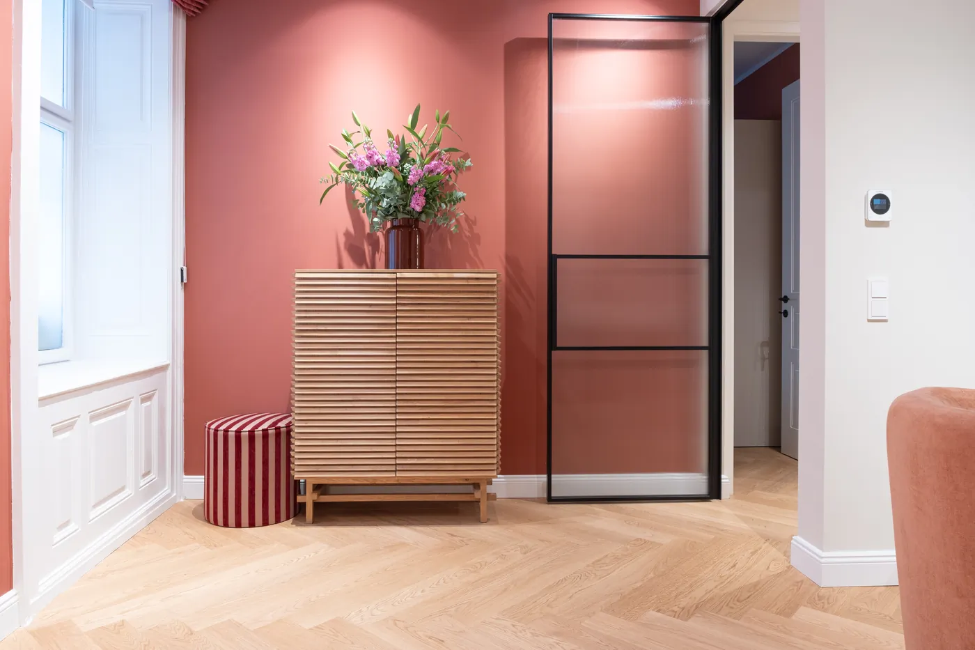 MINT Artisan — terracotta hallway with herringbone floor